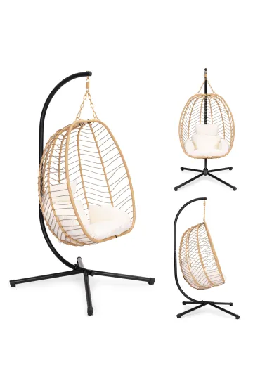 Fotel Kokon wiszący wolnostojący bujany ogrodowy do 120 kg + poduszki