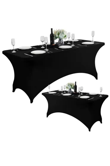 Obrus uniwersalny pokrowiec na stół cateringowy 240 cm 8FT czarny elastyczny