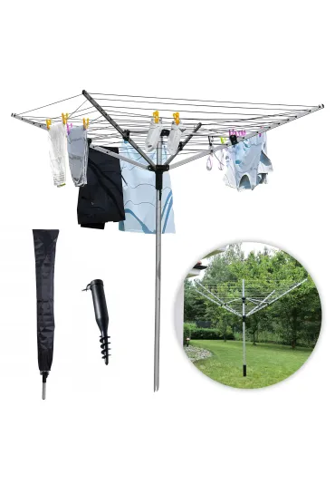 Suszarka ogrodowa na pranie 60 m powierzchni suszenia świder do montażu + pokrowiec gratis