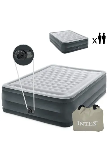 Materac łóżko do spania dwuosobowy z pompką automatyczną 203x152 cm 64418ND