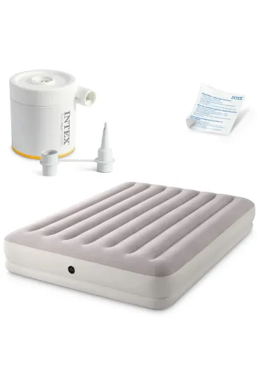 Materac dmuchany dwuosobowy 203x152x30 cm z pompką elektryczną łóżko 64179