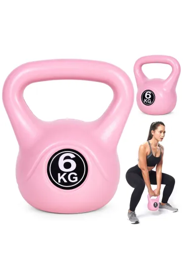 Kettlebell kettle 6 kg do ćwiczeń hantla kula odważnik obciążenie ciężar fitness różowy