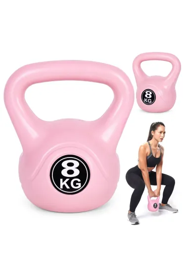 Kettlebell kettle 8 kg do ćwiczeń hantla kula odważnik obciążenie ciężar fitness różowy