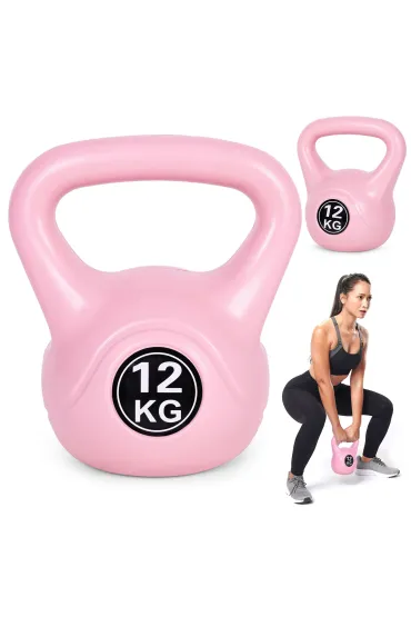 Kettlebell kettle 12 kg do ćwiczeń hantla kula odważnik obciążenie ciężar fitness różowy