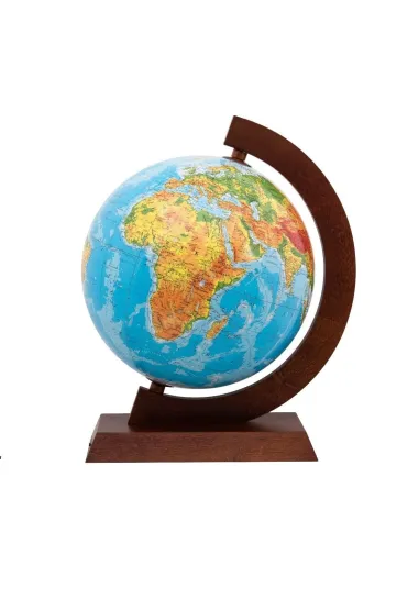 Globus fizyczny drewniana oprawa 32cm w.angielska