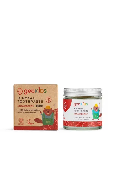 GeoKIDS, Mineralna pasta do zębów dla dzieci w słoiku, Strawberry