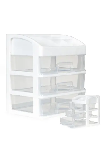 Organizer na kosmetyki z szufladami i przegrodami biały