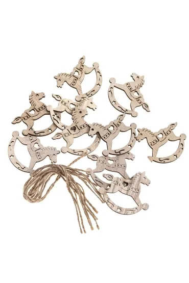 Drewniane koniki na biegunach z zawieszką BN 10 szt