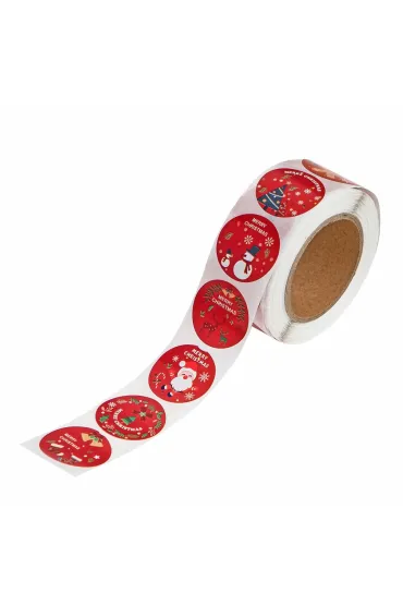 Naklejki na rolce 2,5cm - Christmas red 500 szt