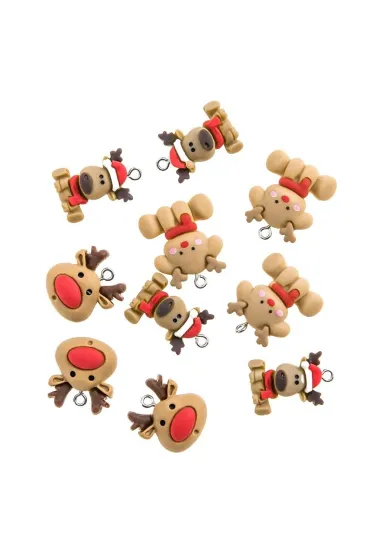 Zawieszki polimerowe 3D - Jolly reindeers 10 szt