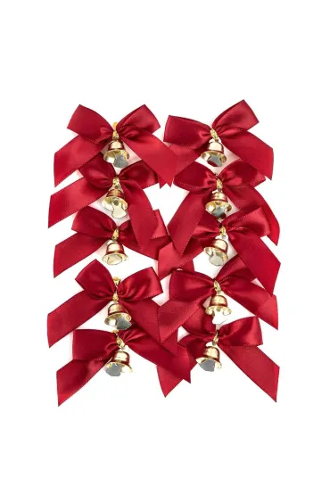 Kokardki z dzwoneczkami czerwone 10 szt