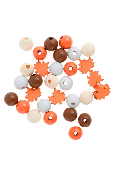 Drewniane koraliki jesienne 16mm 30 szt