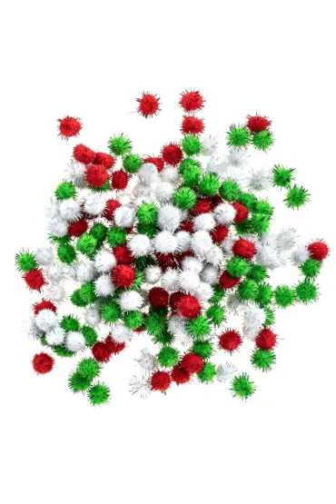 Pompony poliestrowe metalizowane 15mm 200 szt