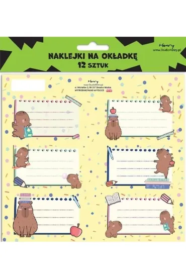 Naklejki na zeszyty - Kapibary (12 szt)