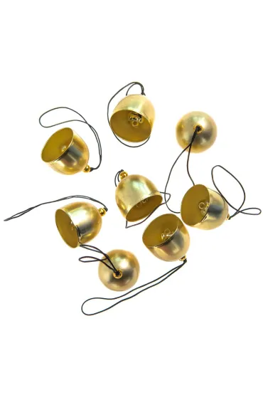 Dzwonki metalowe vintage 2,6cm złote 8 szt