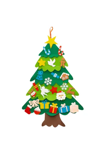 Diy filcowa choinka z ozdobami 71x90cm 25el