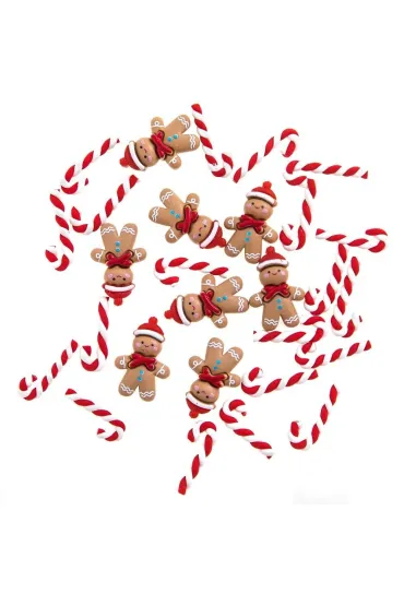 Ozdoby polimerowe 3D Gingerbreas & candy 28 szt