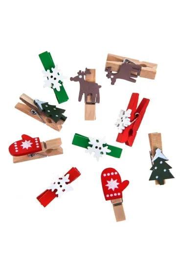 Klamerki drewniane Boże Narodzenie 10 szt