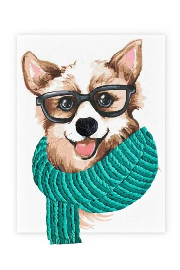 Malowanie po numerach - Stylowy Corgi z glinką