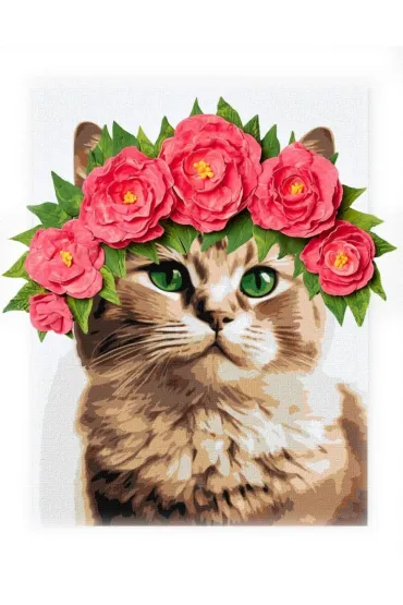 Malowanie po numerach - Elegancka Kotka z glinką