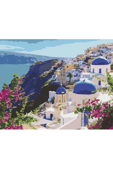 Malowanie po numerach - krajobraz Santorini