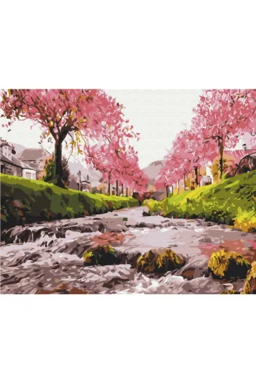 Malowanie po numerach - Rzeka przy sakurze
