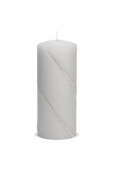 Świeca bolero szara walec duży 133384