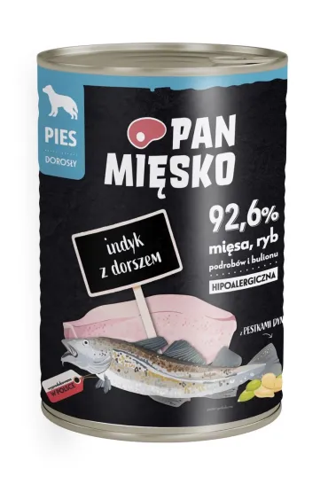 Karma mokra dla psa Indyk z dorszem (dorosły)