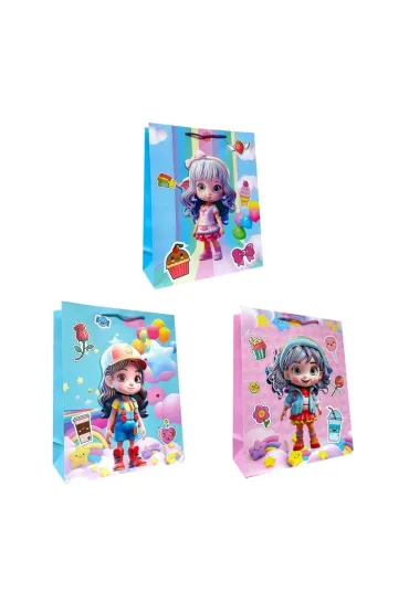 Torebka prezentowa dziecięca L szerokie dno mix