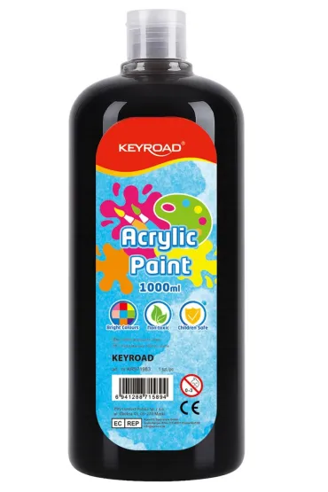 Farba akrylowa KEYROAD butelka 1000ml czarna