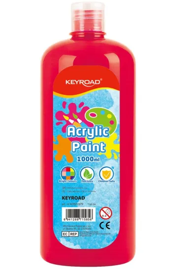 Farba akrylowa KEYROAD butelka 1000ml czerwona