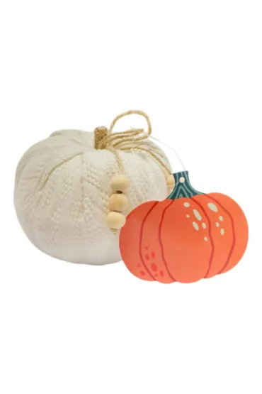 Dynia materiałowa z koralikami. Ecru