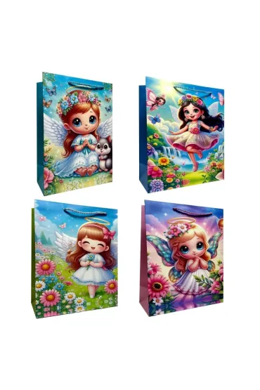 Torebka prezentowa dziecięca L Aniołki mix