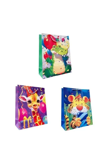 Torebka prezentowa dziecięca M szerokie dno mix