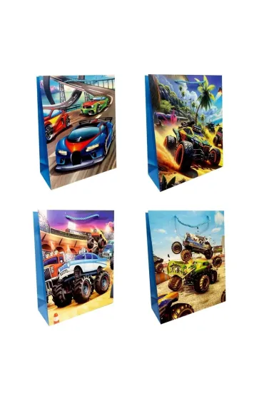 Torebka prezentowa dziecięca L Monster Truck mix