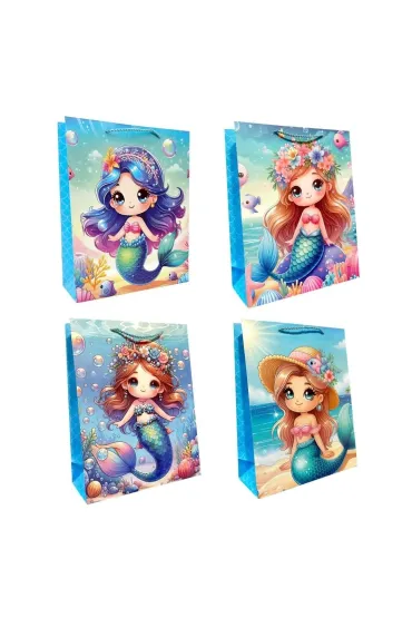 Torebka prezentowa dziecięca S Syrenki mix
