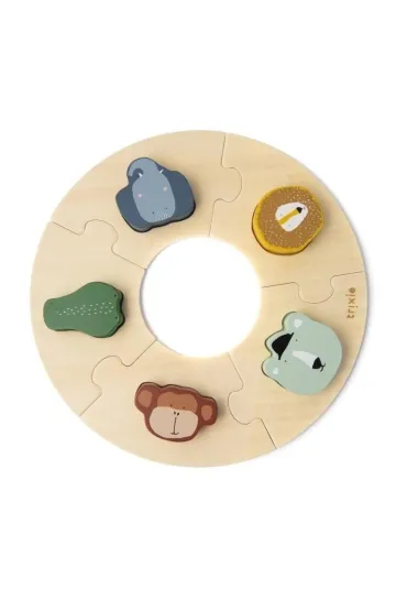 Puzzle drewniane okrągłe ze zwierzątkami