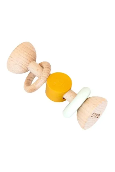 Grzechotka drewniana silikonowa Lew