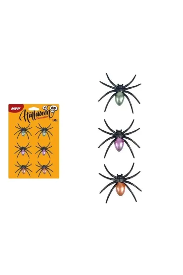 Pająk plastikowy metalizowany 6,5cm 6 szt