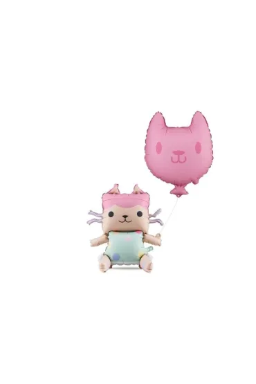 Balon foliowy tekturzątko z kotkiem 43x46cm