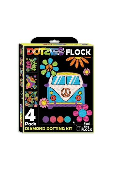 Haft diamentowy - Adults Flocked Neon Peace&Love 4pack