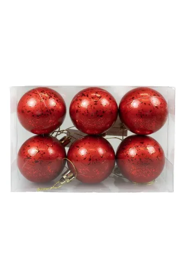 Bombki z efektem rosy czerwone 6 szt