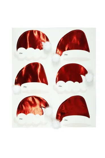 Bileciki na prezenty czapki Mikołaja 6 szt