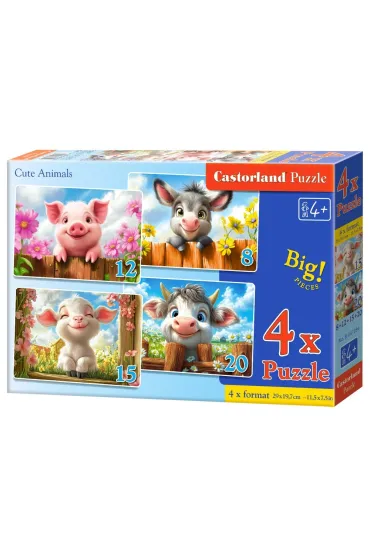 Puzzle x 4 Kontur Cute Animals CASTOR