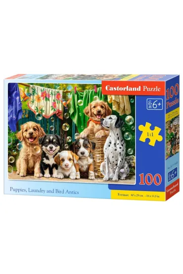 Puzzle 100 el. Puppies, Laundry and Bird Antics