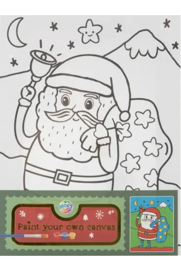 Święty Mikołaj - Malowanie na płótnie 20x15 + pędzel i farbki