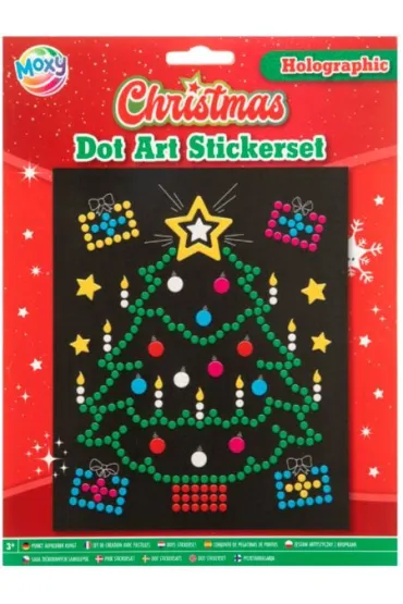 Świąteczny obrazek choinki do kropkowania