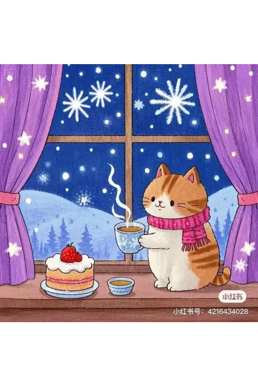 Malowanie po numerach - Kotek z tortem