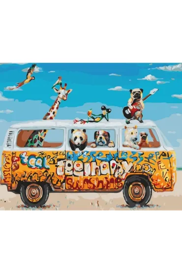 Malowanie po numerach - Zwierzątka w busie