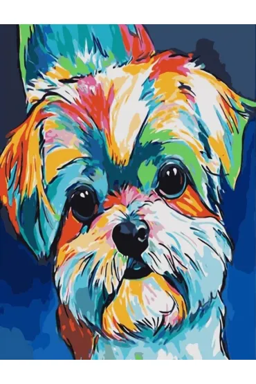 Malowanie po numerach - Tęczowy pies